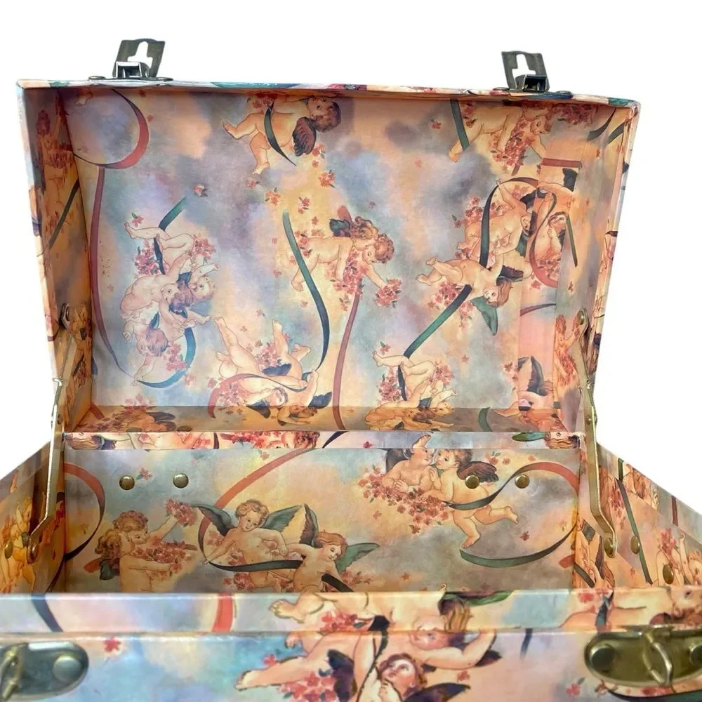 Vintage Angel Print Storage Box Treasure Chest Design Multipurpose Organizer